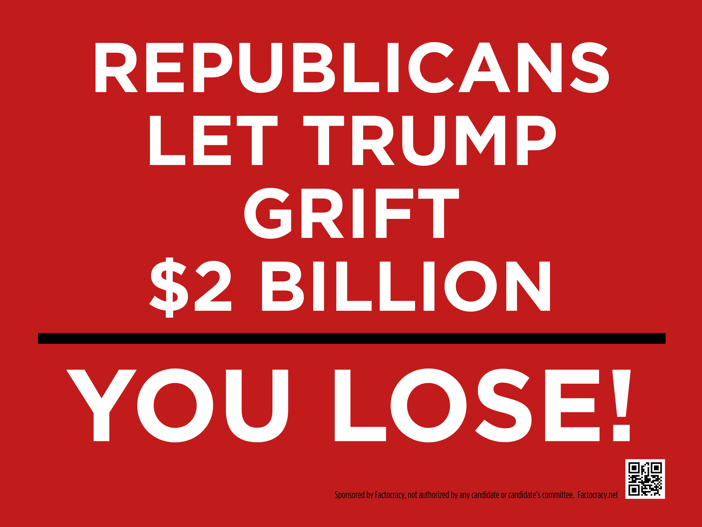 Republicans Let Trump Grift $2 Billion / You Lose!