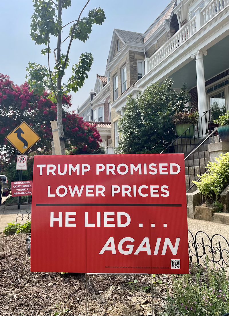 Factocracy yard sign in a grassy field